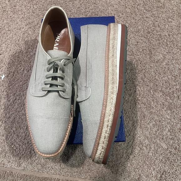 Prada Platform Brogue Oxfords Beige US size 12.5 - Picture 2 of 6
